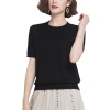 Middle-aged mom ice silk short-sleeved T-shirt for women 2023 new summer style, thin mini sweater, knitted sweater, lace top T-shirt Item Picture